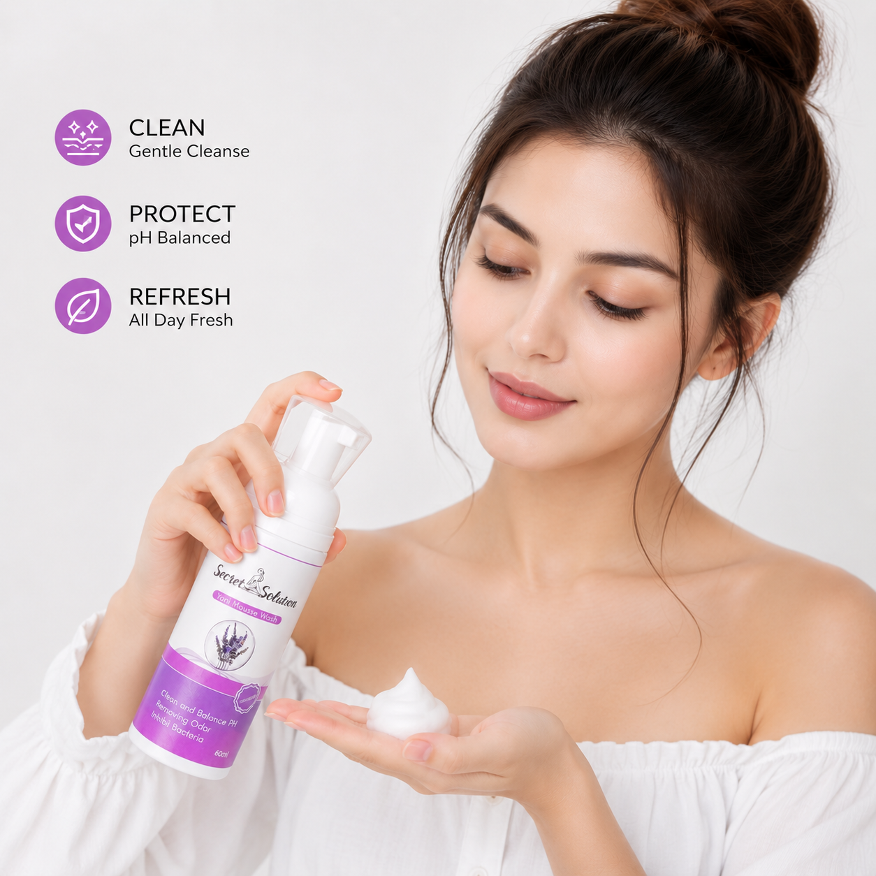 Lavender Yoni Mousse Wash –  USA Imported pH Balancing Feminine Hygiene Foam Cleanser