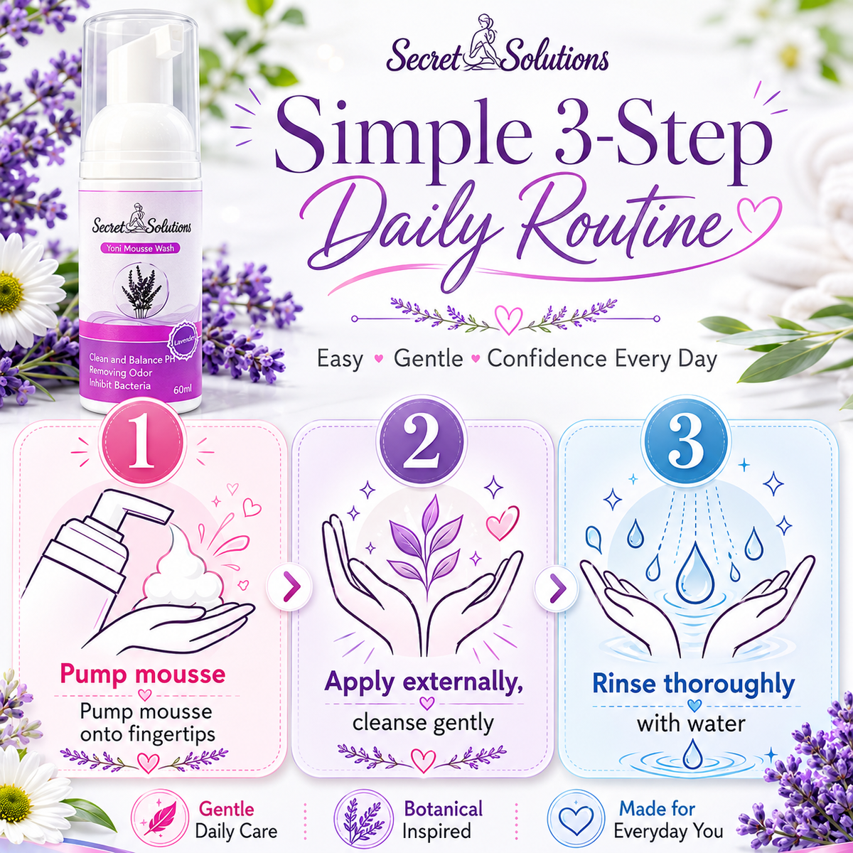 Lavender Yoni Mousse Wash –  USA Imported pH Balancing Feminine Hygiene Foam Cleanser