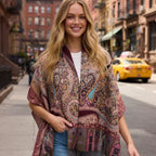 Ladies’ Premium Wool Paisley Floral Scarf – Elegant Printed Shawl with Fringed Edges