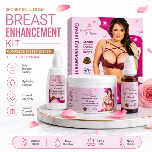 Breast Enhancement & Firming Care Kit – Cream, Lotion & Drops – Enhances Breast & Reduces Sagging – USA Imported