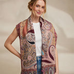 Ladies’ Premium Wool Paisley Floral Scarf – Elegant Printed Shawl with Fringed Edges