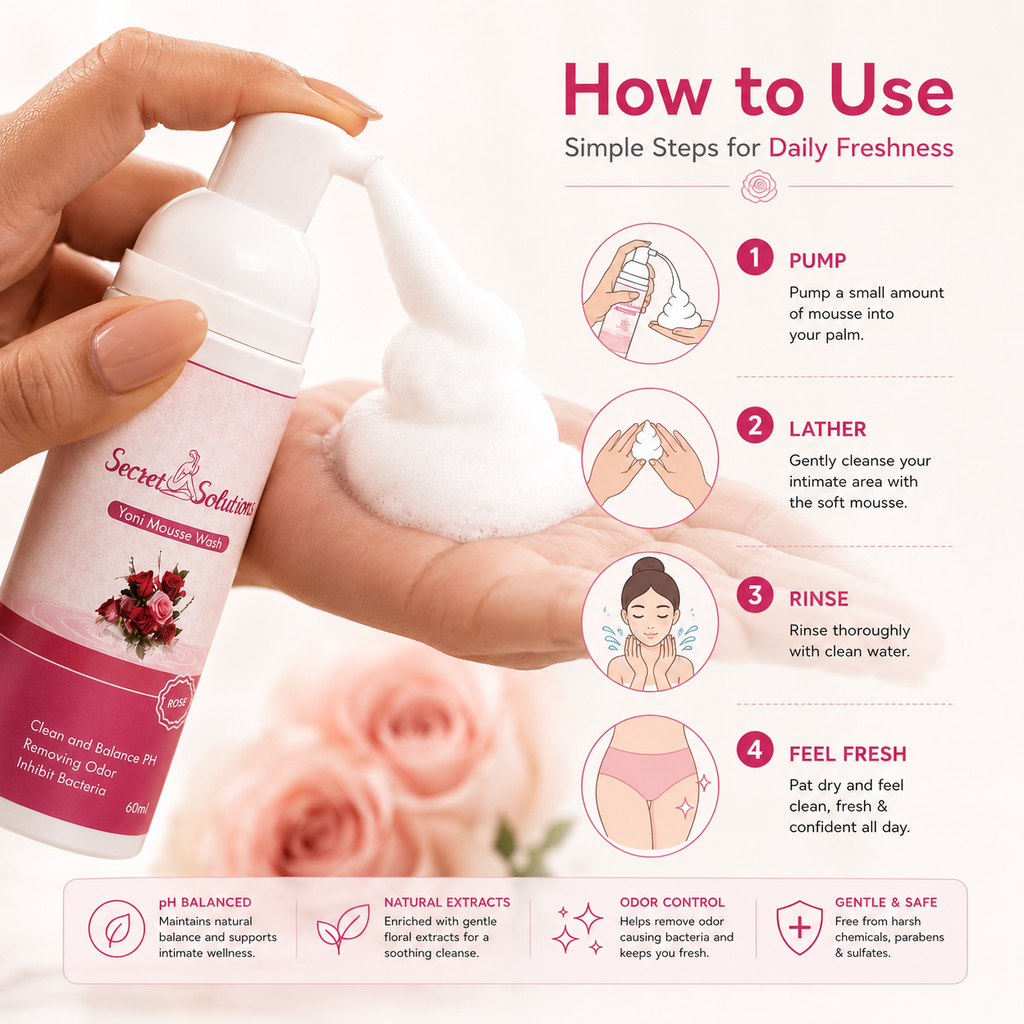 Rose Yoni Mousse Wash –  USA Imported pH Balancing Feminine Hygiene Foam Cleanser