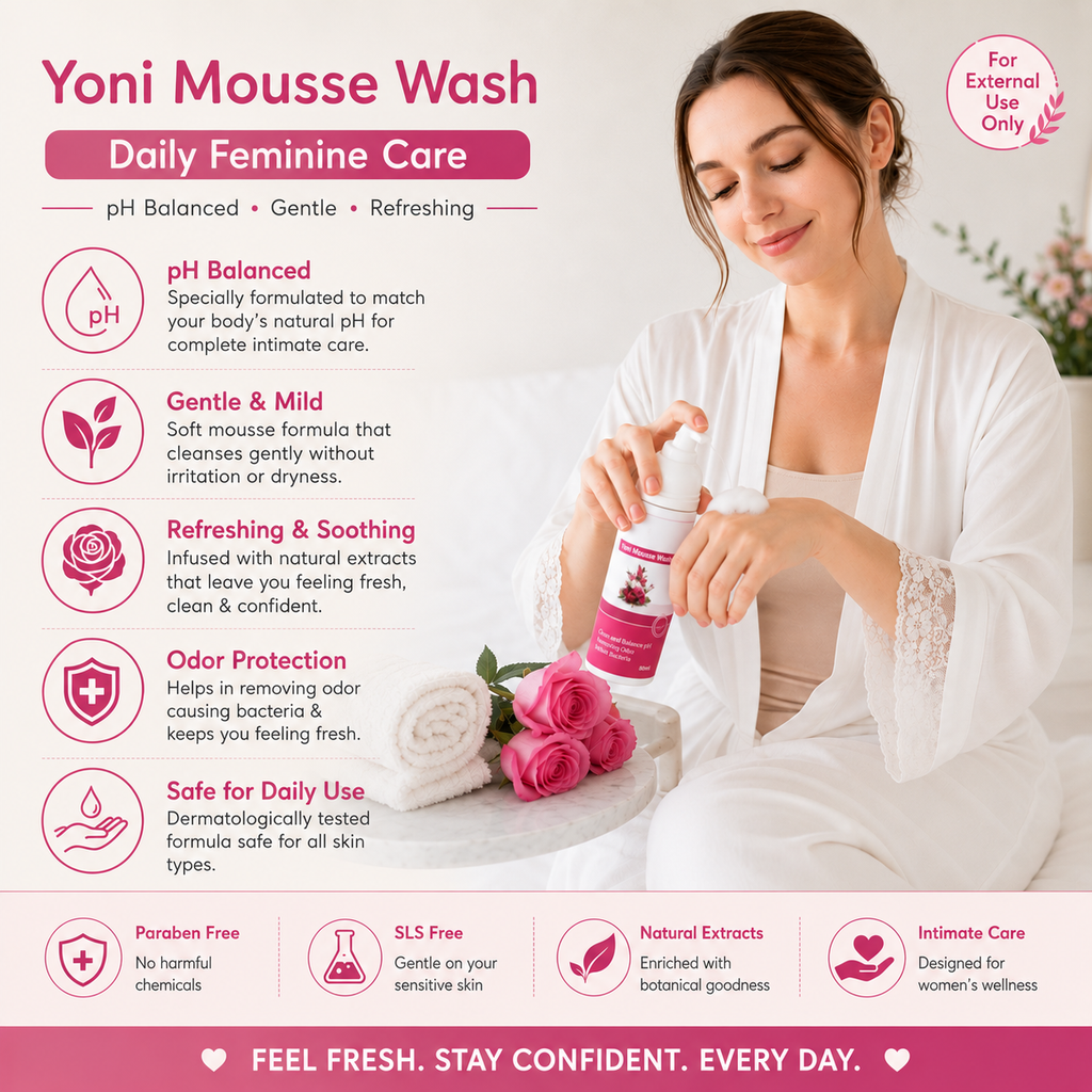 Rose Yoni Mousse Wash –  USA Imported pH Balancing Feminine Hygiene Foam Cleanser