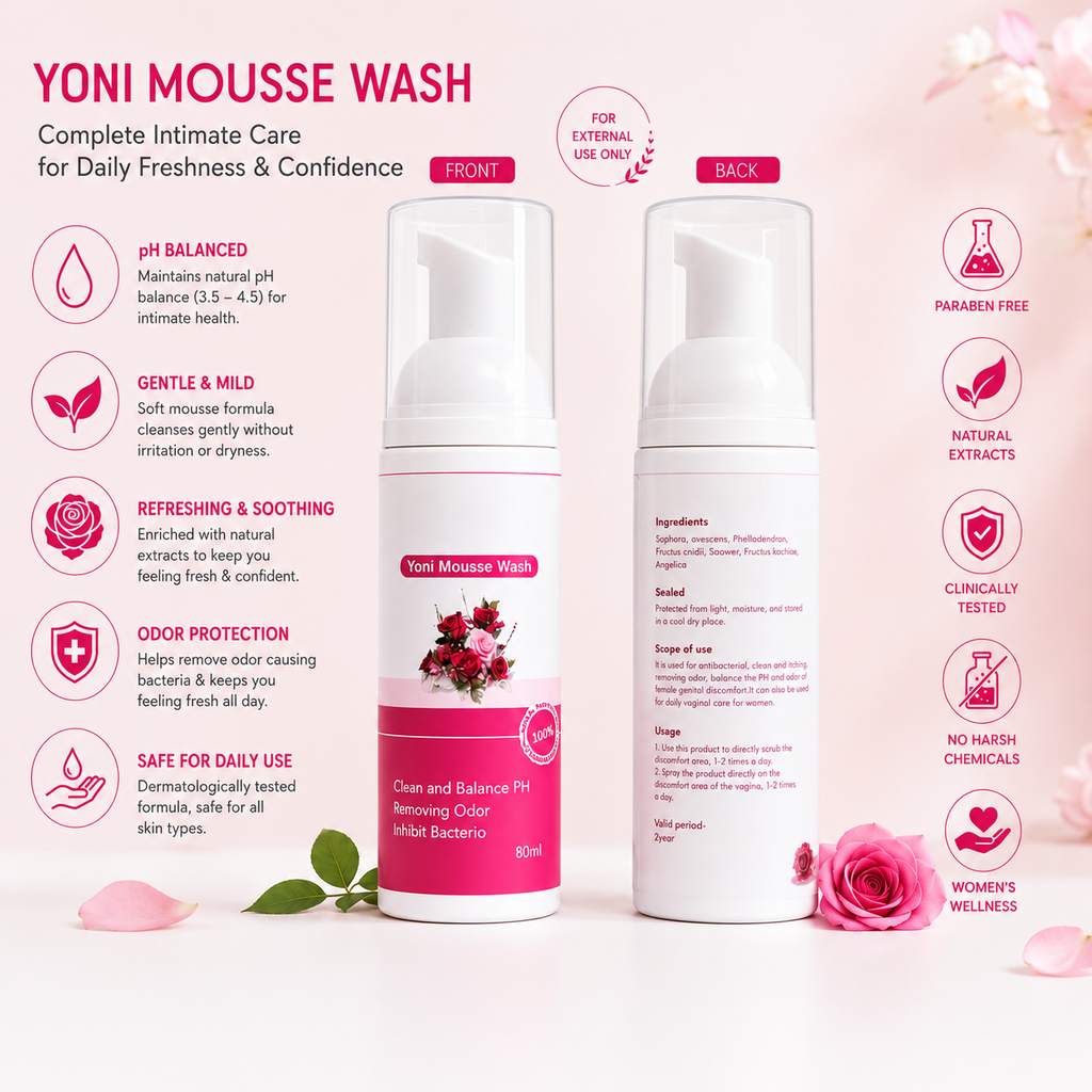 Rose Yoni Mousse Wash –  USA Imported pH Balancing Feminine Hygiene Foam Cleanser