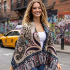 Ladies’ Premium Wool Paisley Floral Scarf – Elegant Printed Shawl with Fringed Edges